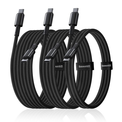 
Volframo aukso 100 W USB-C kabelio rinkinys 1 m 2 m 3 m – juodas
