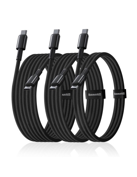 
Volframo aukso 100 W USB-C kabelio rinkinys 1 m 2 m 3 m – juodas
