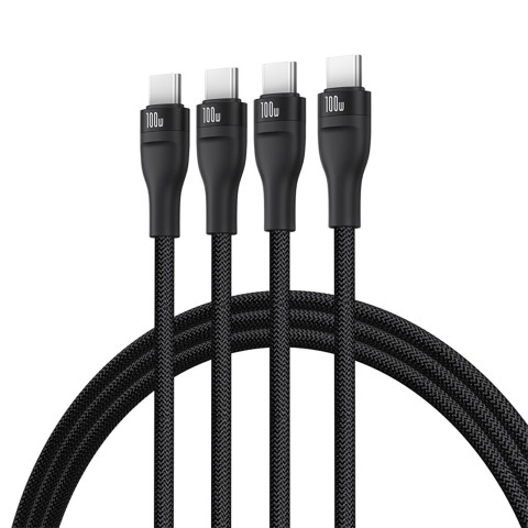 
3 viename USB-C Flash Series 3 100W laidas 1,5 m – juodas
