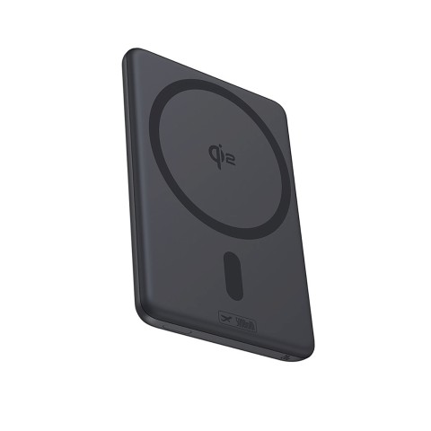 
„PicoGo AM31 Qi2“ magnetinė išorinė baterija 5000mAh 20W su stovu ir USB-C MagSafe laidu – juoda
