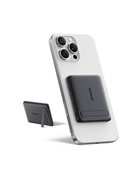 
„PicoGo AM31 Qi2“ magnetinė išorinė baterija 5000mAh 20W su stovu ir USB-C MagSafe laidu – juoda
