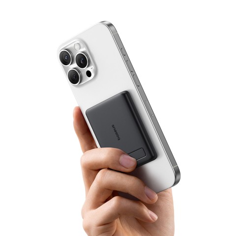 
„PicoGo AM31 Qi2“ magnetinė išorinė baterija 5000mAh 20W su stovu ir USB-C MagSafe laidu – juoda
