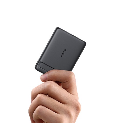 
„PicoGo AM31 Qi2“ magnetinė išorinė baterija 5000mAh 20W su stovu ir USB-C MagSafe laidu – juoda
