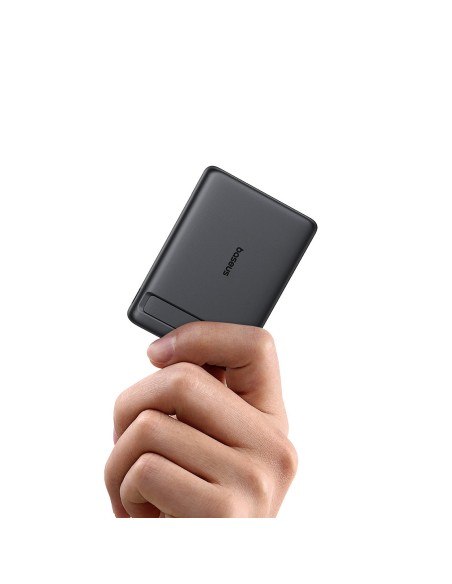 
„PicoGo AM31 Qi2“ magnetinė išorinė baterija 5000mAh 20W su stovu ir USB-C MagSafe laidu – juoda

