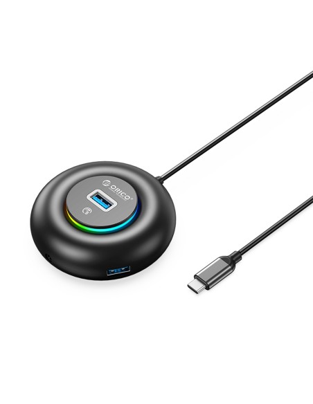 
Šakotuvo adapteris, 4 prievadų USB-C - USB-A mini lizdas, RGB, 0,3 m, juodas
