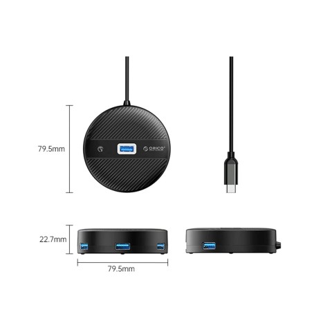 
Šakotuvo adapteris, 4 prievadų USB-C - USB-A, 0,3 m, juodas
