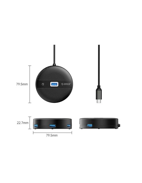 
Šakotuvo adapteris, 4 prievadų USB-C - USB-A, 0,3 m, juodas
