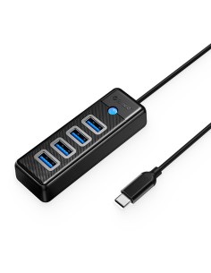 
ŠAKOTĖLIS 4 prievadų skirstytuvas USB-C - USB-A 1,8 m - juodas
