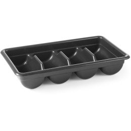 4 dalių plastikinė stalo įrankių dėžutė 52x29cm juoda