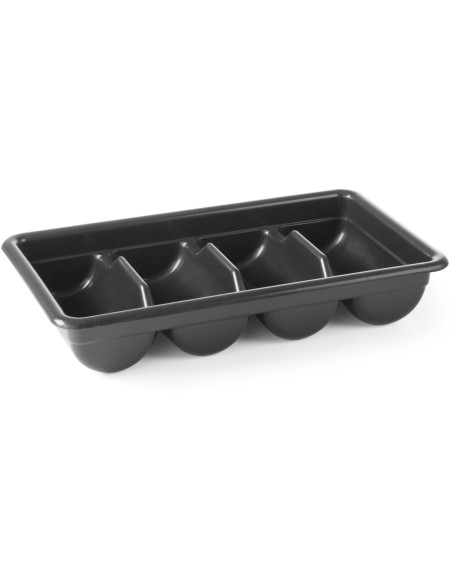 4 dalių plastikinė stalo įrankių dėžutė 52x29cm juoda 4 dalių plastikinė stalo įrankių dėžutė 52x29cm juoda