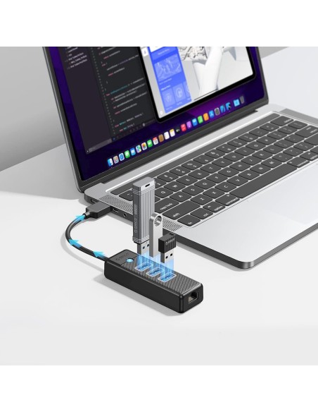 
ŠAKOTOJO skirstytuvas 4 prievadų USB-A - USB-A RJ45 2.5G Ethernet 1 m - juodas
