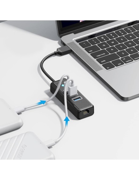
ŠAKOTOJO skirstytuvas 4 prievadų USB-A - USB-A RJ45 2.5G Ethernet 1.8 m - juodas
