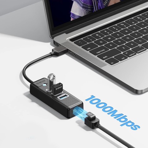 
ŠAKOTOJO skirstytuvas 4 prievadų USB-A - USB-A RJ45 2.5G Ethernet 1.8 m - juodas
