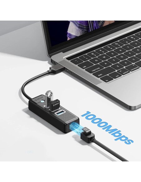 
ŠAKOTOJO skirstytuvas 4 prievadų USB-A - USB-A RJ45 2.5G Ethernet 1.8 m - juodas
