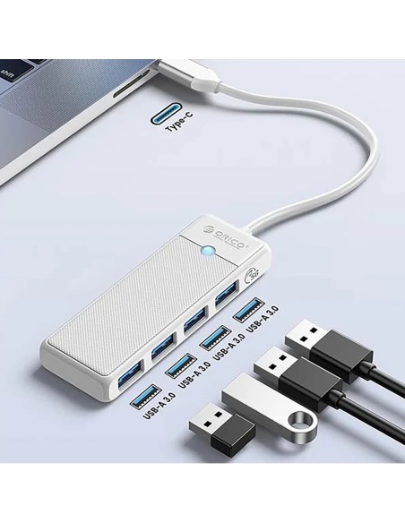 
ŠAKOTĖLIS 4 prievadų skirstytuvas USB-C - USB-A 0,5 m - baltas
