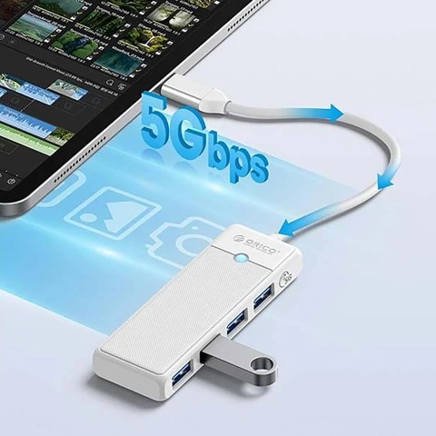
ŠAKOTĖLIS 4 prievadų skirstytuvas USB-C - USB-A 0,15 m - baltas
