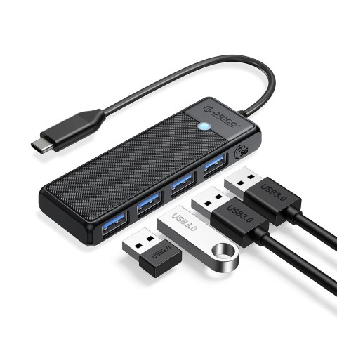 
ŠAKOTĖLIS 4 prievadų skirstytuvas USB-C - USB-A 0,15 m - juodas
