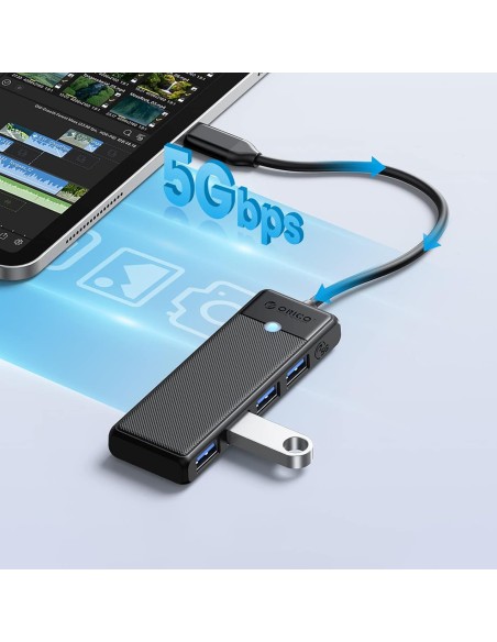 
ŠAKOTĖLIS 4 prievadų skirstytuvas USB-C - USB-A 0,15 m - juodas

