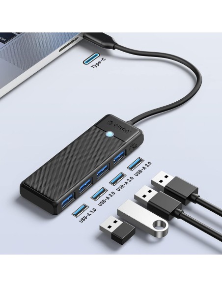 
ŠAKOTĖLIS 4 prievadų skirstytuvas USB-C - USB-A 0,15 m - juodas
