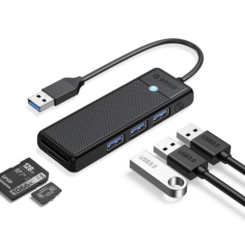 
ŠAKOTOJO adapteris 4 prievadų USB-A - USB-A SD kortelių skaitytuvas microSD 1 m - juodas
