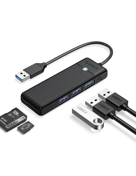 
ŠAKOTOJO adapteris 4 prievadų USB-A - USB-A SD kortelių skaitytuvas microSD 1 m - juodas
