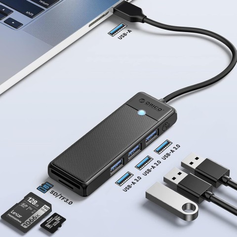 
ŠAKOTOJO adapteris 4 prievadų USB-A - USB-A SD kortelių skaitytuvas microSD 1 m - juodas
