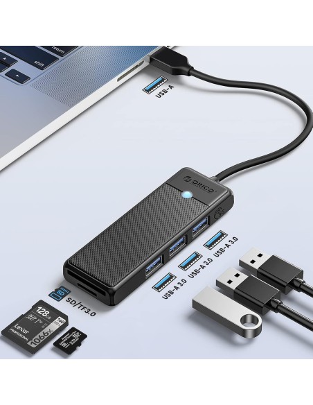 
ŠAKOTOJO adapteris 4 prievadų USB-A - USB-A SD kortelių skaitytuvas microSD 1 m - juodas
