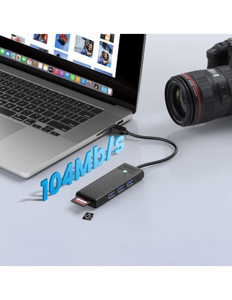 
ŠAKOTOJO adapteris 4 prievadų USB-A - USB-A SD kortelių skaitytuvas microSD 1 m - juodas
