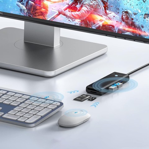 
ŠAKOTOJO adapteris 4 prievadų USB-A - USB-A SD kortelių skaitytuvas microSD 1 m - juodas
