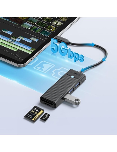 
ŠAKOTOJO adapteris 4 prievadų USB-C - USB-A SD kortelių skaitytuvas microSD 1,8 m - juodas
