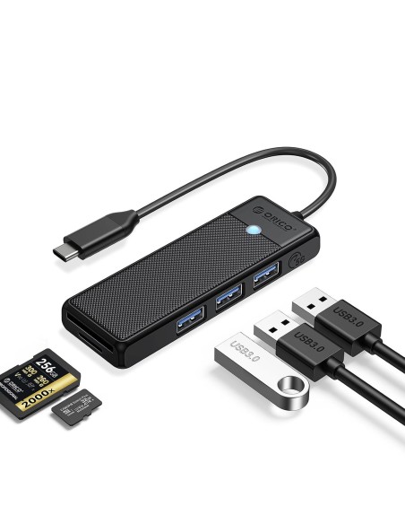 
ŠAKOTOJO adapteris 4 prievadų USB-C - USB-A SD kortelių skaitytuvas microSD 1,8 m - juodas
