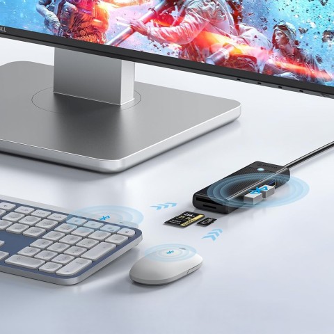 
ŠAKOTOJO adapteris 4 prievadų USB-C - USB-A SD kortelių skaitytuvas microSD 1 m - juodas
