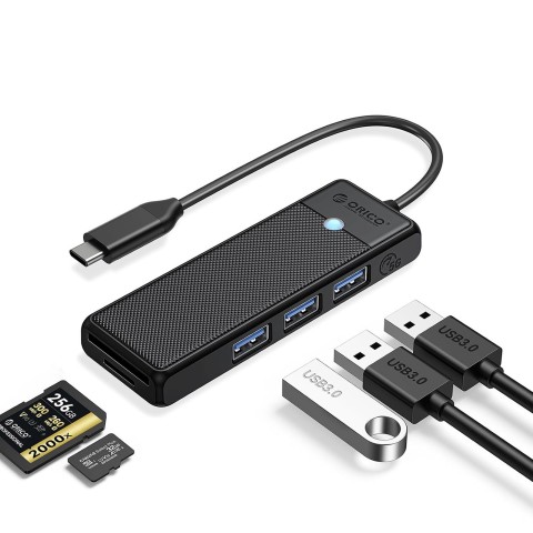 
ŠAKOTOJO adapteris 4 prievadų USB-C - USB-A SD kortelių skaitytuvas microSD 1 m - juodas

