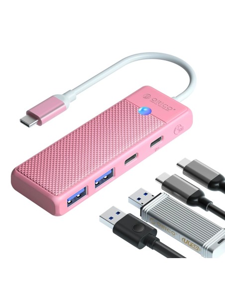 
USB-C šakotuvo adapteris USB-A USB-C su įkrovimu USB-C PD 100 W 0,15 m - rožinis

