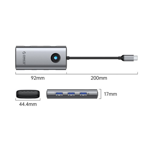 
6 viename USB-C prijungimo stotelė - USB-A USB-C HDMI PD 100W 4K 30Hz - pilka
