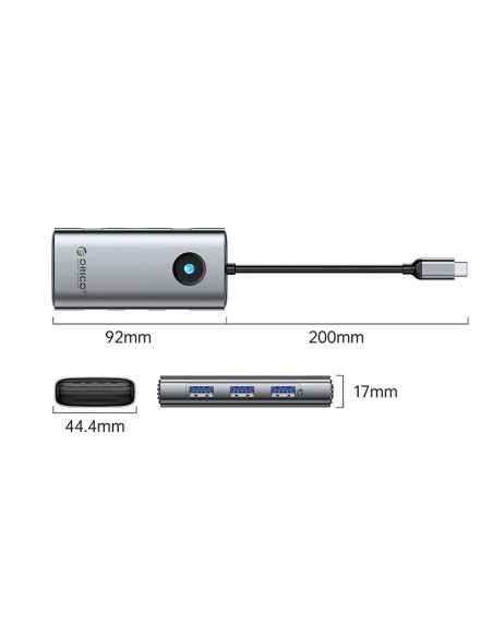 
6 viename USB-C prijungimo stotelė - USB-A USB-C HDMI PD 100W 4K 30Hz - pilka
