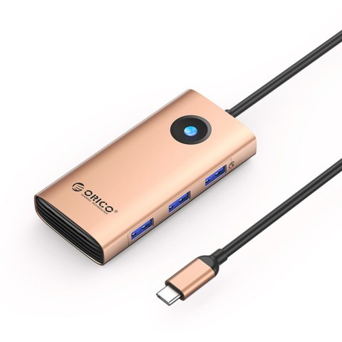 
6 viename USB-C prijungimo stotelė - USB-A USB-C HDMI RJ45 PD 100W 4K 30Hz - rožinio aukso spalvos
