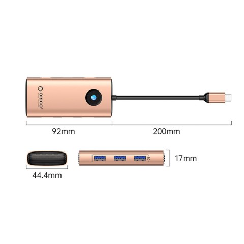 
6 viename USB-C prijungimo stotelė - USB-A USB-C HDMI RJ45 PD 100W 4K 30Hz - rožinio aukso spalvos
