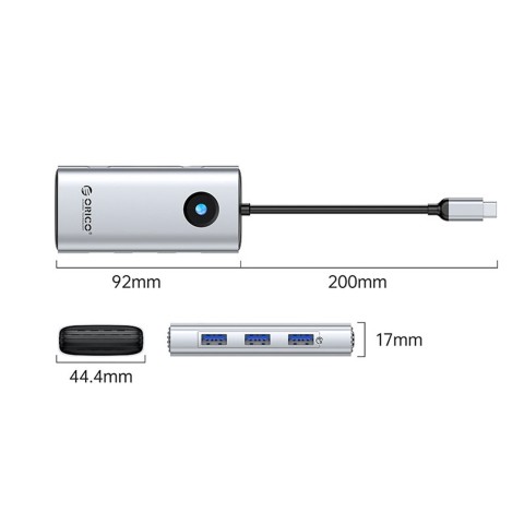 
6 viename USB-C prijungimo stotelė - USB-A USB-C HDMI RJ45 PD 100W 4K 30Hz 2.5G - sidabrinė
