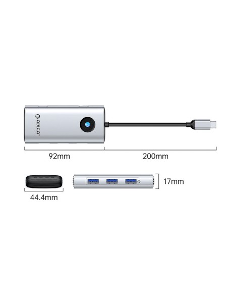 
6 viename USB-C prijungimo stotelė - USB-A USB-C HDMI RJ45 PD 100W 4K 30Hz 2.5G - sidabrinė
