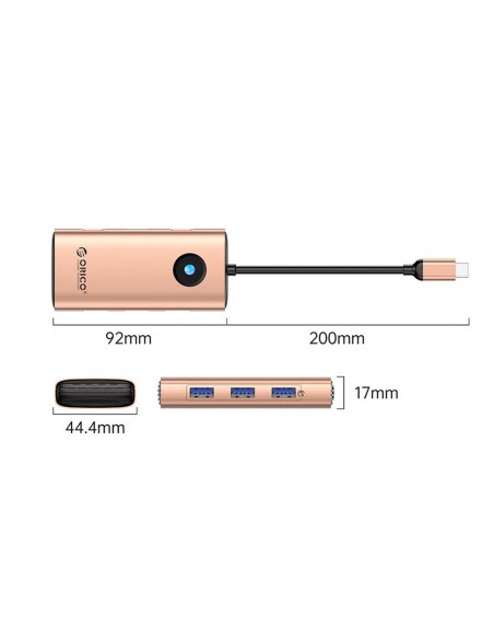 
6 viename USB-C prijungimo stotelė - USB-A USB-C HDMI RJ45 PD 100W 4K 30Hz 2.5G - rožinio aukso spalvos
