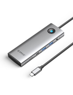 
9in1 šakotuvas USB-C - USB-A USB-C HDMI SD RJ45 garso PD 100W 4K 2.5G - pilkas
