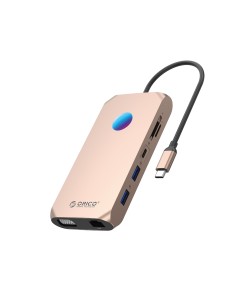 
ŠAKOTĖLIS 12in1 USB-C - USB-A USB-C HDMI VGA SD RJ45 mini lizdas PD 100W 4K 1000 Mbps RGB - rožinis auksas
