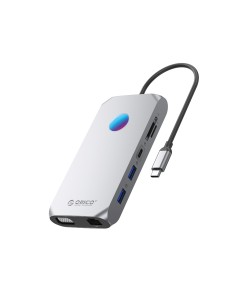 
ŠAKOTĖLIS 12in1 USB-C - USB-A USB-C HDMI VGA microSD/ SD RJ45 garso 3,5 mm PD 100W 4K RGB - pilkas
