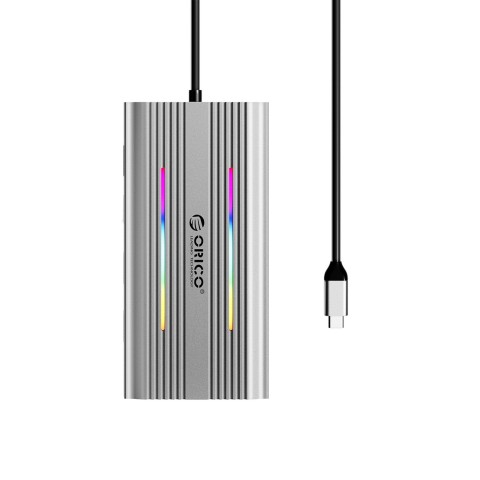 
12in1 šakotuvo prijungimo stotelė USB-C - USB-A USB-C HDMI VGA RJ45 SD microSD PD 100W 4K RGB - pilka
