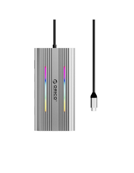 
12in1 šakotuvo prijungimo stotelė USB-C - USB-A USB-C HDMI VGA RJ45 SD microSD PD 100W 4K RGB - pilka
