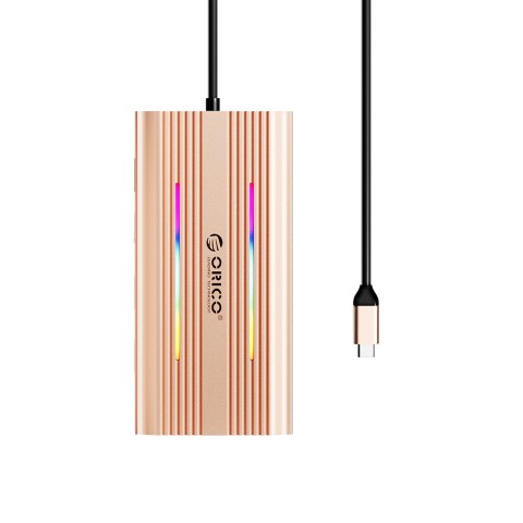 
12 viename USB-C šakotuvo prijungimo stotelė - USB-A USB-C HDMI VGA RJ45 SD microSD PD 100W 4K RGB - rožinio aukso spal...