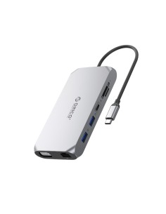 
Adapteris ŠAKOTUVAS 12in1 USB-C - USB-A USB-C HDMI VGA SD/ microSD RJ45 mini lizdas PD 100W 4K - pilkas
