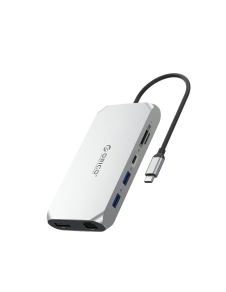 
12 viename USB-C šakotuvo stotelė – USB-A USB-C HDMI DisplayPort SD/ microSD RJ45 3,5 mm CTIA – sidabrinė

