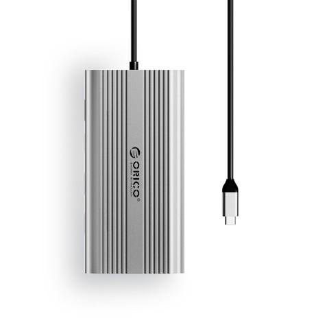 
12 viename USB-C prijungimo stotelė - USB-A USB-C HDMI VGA RJ45 SD microSD PD 100W - sidabrinė
